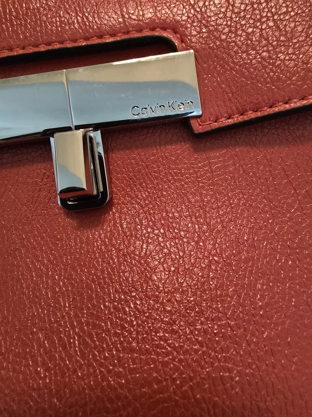 BRICK Red Leather Top-Handle Crossbody Bag - CALVIN KLEIN